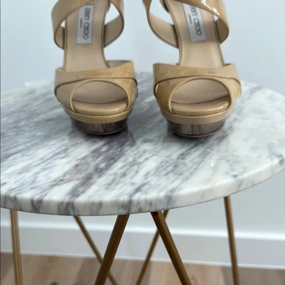 Jimmy Choo Tan Patent Leather Heels - Picture 10 of 11